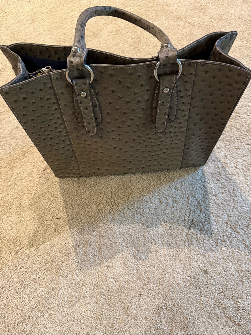 Merona Gray Textured Tote with Top Handles